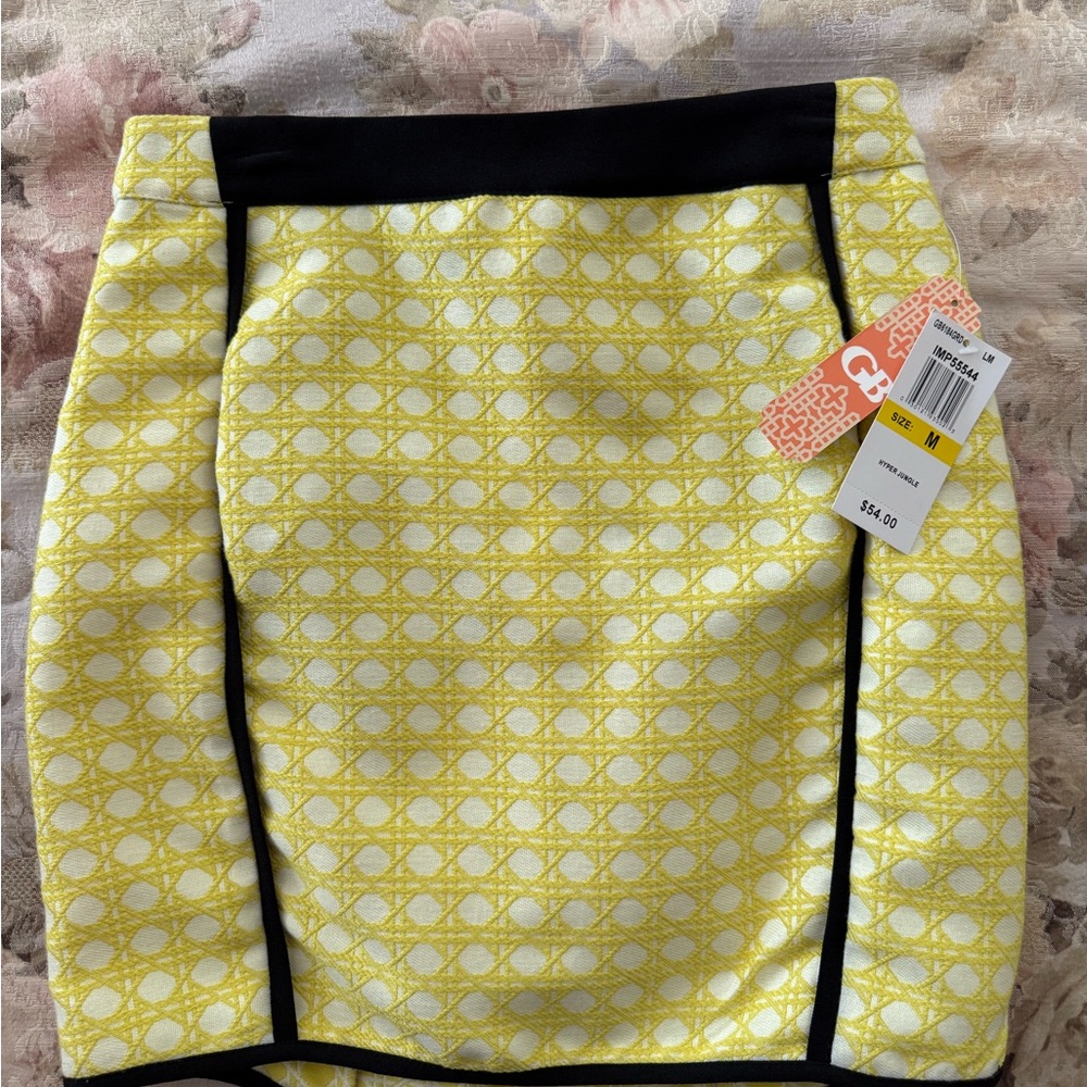 Gianni Bini Yellow and Black Pencil Skirt